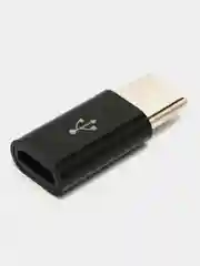 Черный адаптер-переходник с micro-USB (мама) на Type-C (папа)