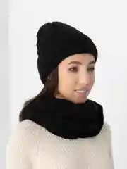 Черный комплект шапка+ снуд на флисе Эмилия