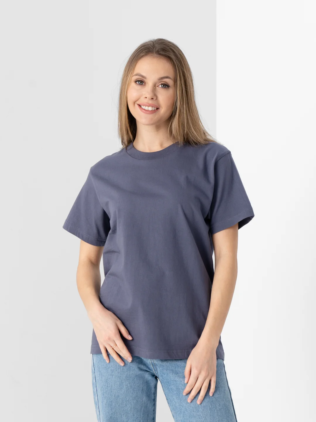 Серый футболка женская, мужская базовая, больших размеров, oversize, хлопковая