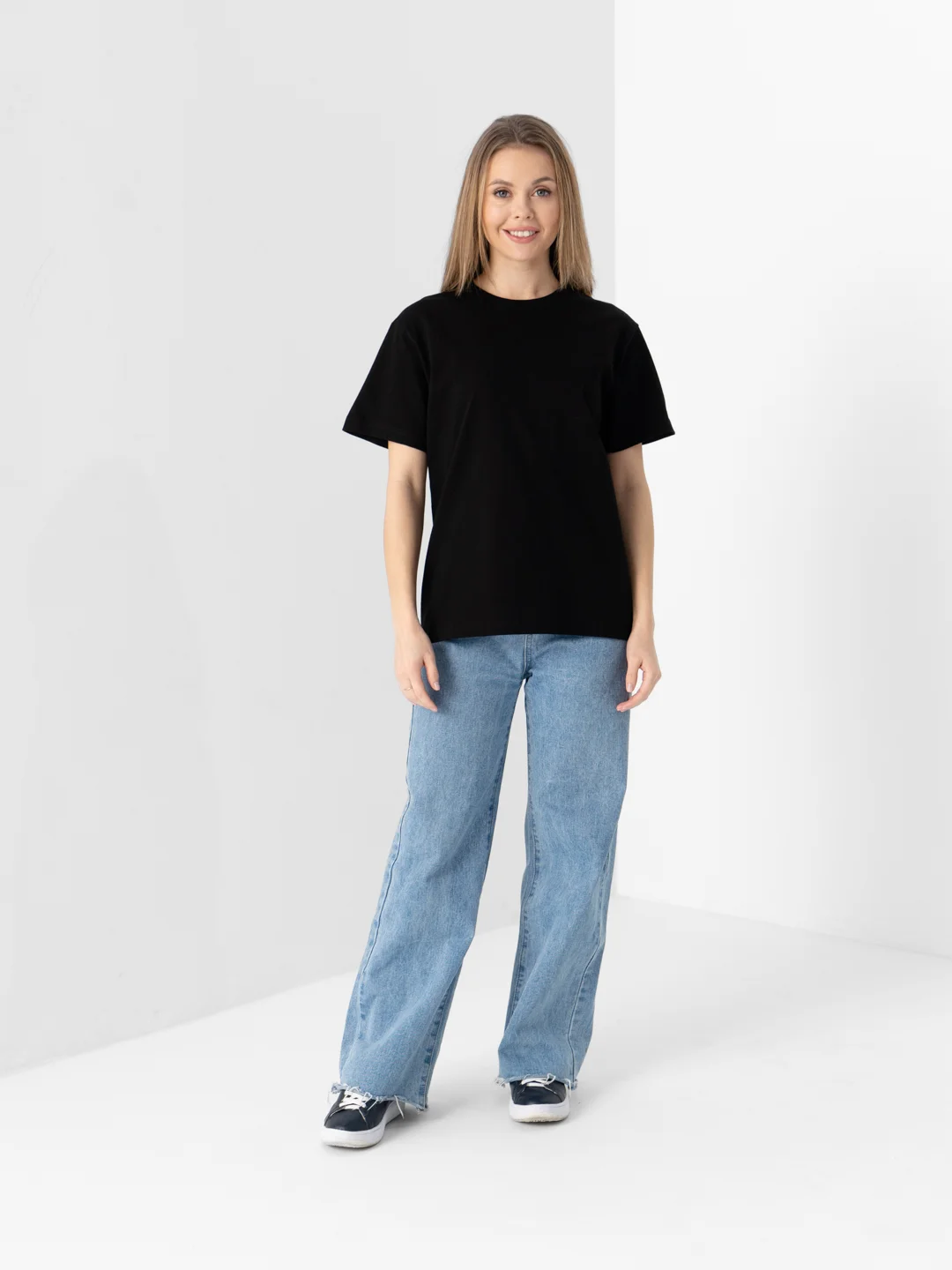 Черный футболка женская, мужская базовая, больших размеров, oversize, хлопковая