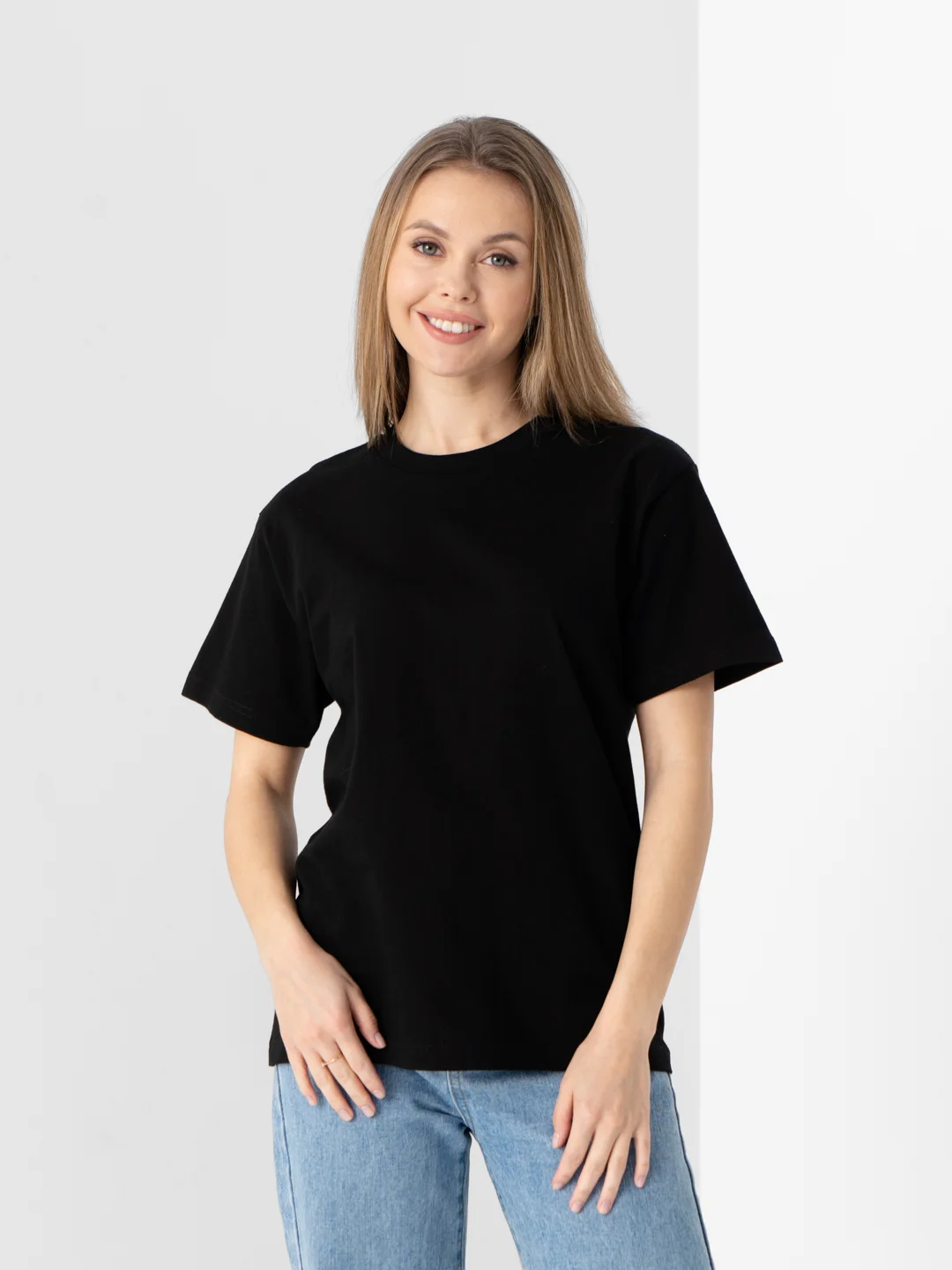 Черный футболка женская, мужская базовая, больших размеров, oversize, хлопковая