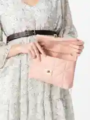 Розовый женская сумка клатч на заклепке / сумка на цепочке