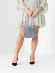Синий меланж меховая сумка клатч на цепочке / плюшевая сумочка на плечо