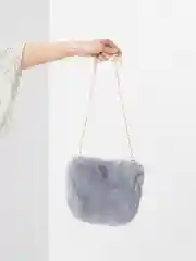 Синий меланж меховая сумка клатч на цепочке / плюшевая сумочка на плечо