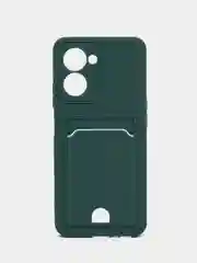 Тёмно-зелёный чехол REALME C33 с защитой камеры и карманом для пластиковой карты