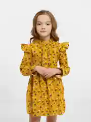 Горчичный платье для девочек, фланель
