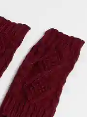 Багровый перчатки без пальцев, тёплые, вязяные, шерстяные