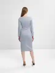 Серый меланж платье женское, однотонное, с разрезом