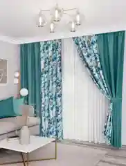 Бирюзовый портьерная штора, комплект из 2 штук, 3 х 2,8 м