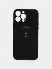 Черный чехол iPhone 13 mini, 13, 13 Pro, 13 Pro Max, силиконовый, магнитный, с кольцом