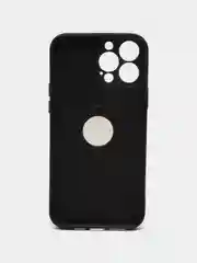 Черный чехол iPhone 13 mini, 13, 13 Pro, 13 Pro Max, силиконовый, магнитный, с кольцом