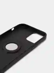 Черный чехол iPhone 12 / 12 Pro, 12 Pro Max  силиконовый, магнитный, с кольцом