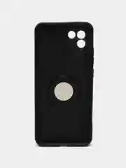Угольный чехол Samsung Galaxy A03, Самсунг Галакси А03 силиконовый, магнитный, с кольцом