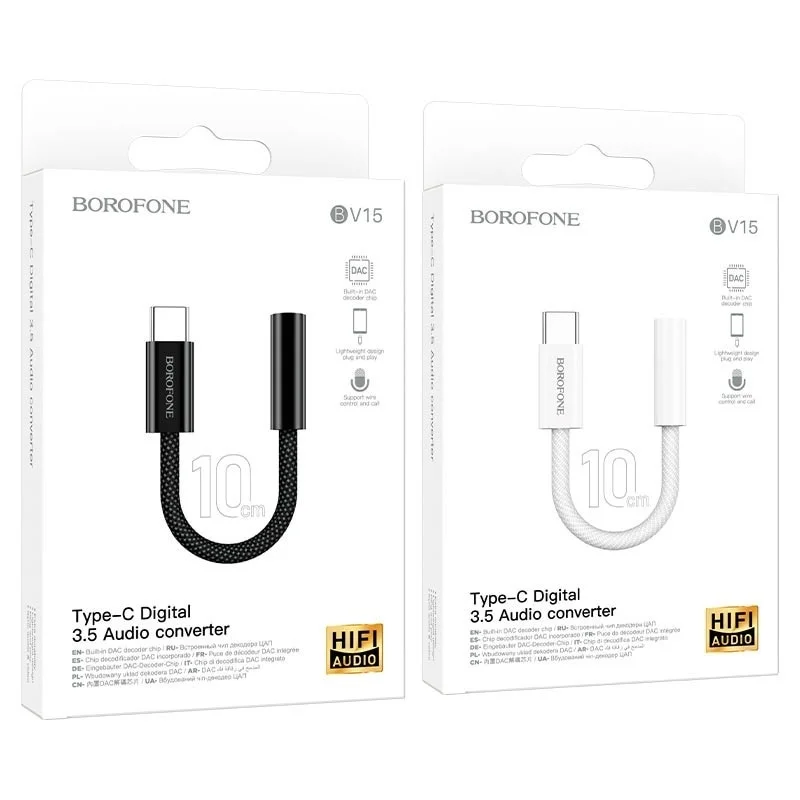 Белый переходник USB-C на 3.5 мм, поддержка проводного управления и микрофона