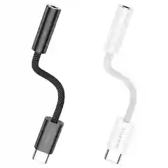 Белый переходник USB-C на 3.5 мм, поддержка проводного управления и микрофона