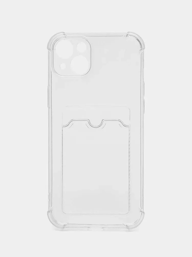 Лавандовый чехол с карманом для карт на iPhone 14, противоударный, с защитой углов