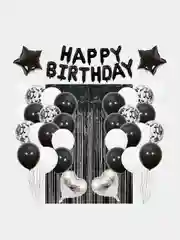 Черный набор Воздушных шаров для фотозоны, украшения праздника "Happy birthday"