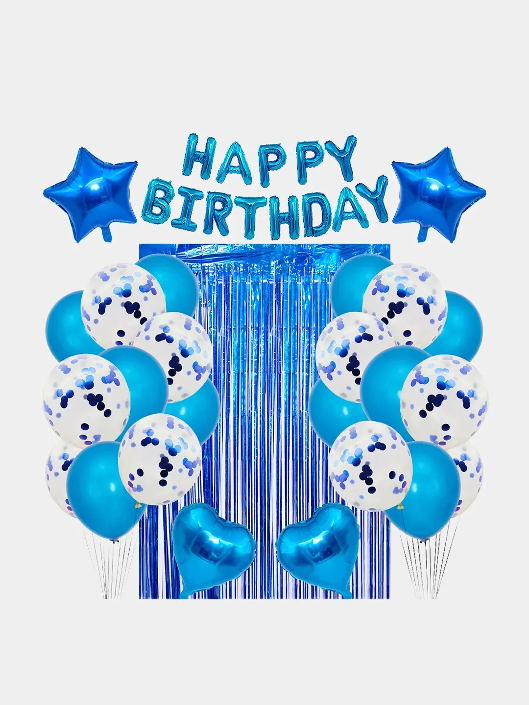 Синий набор Воздушных шаров для фотозоны, украшения праздника "Happy birthday"