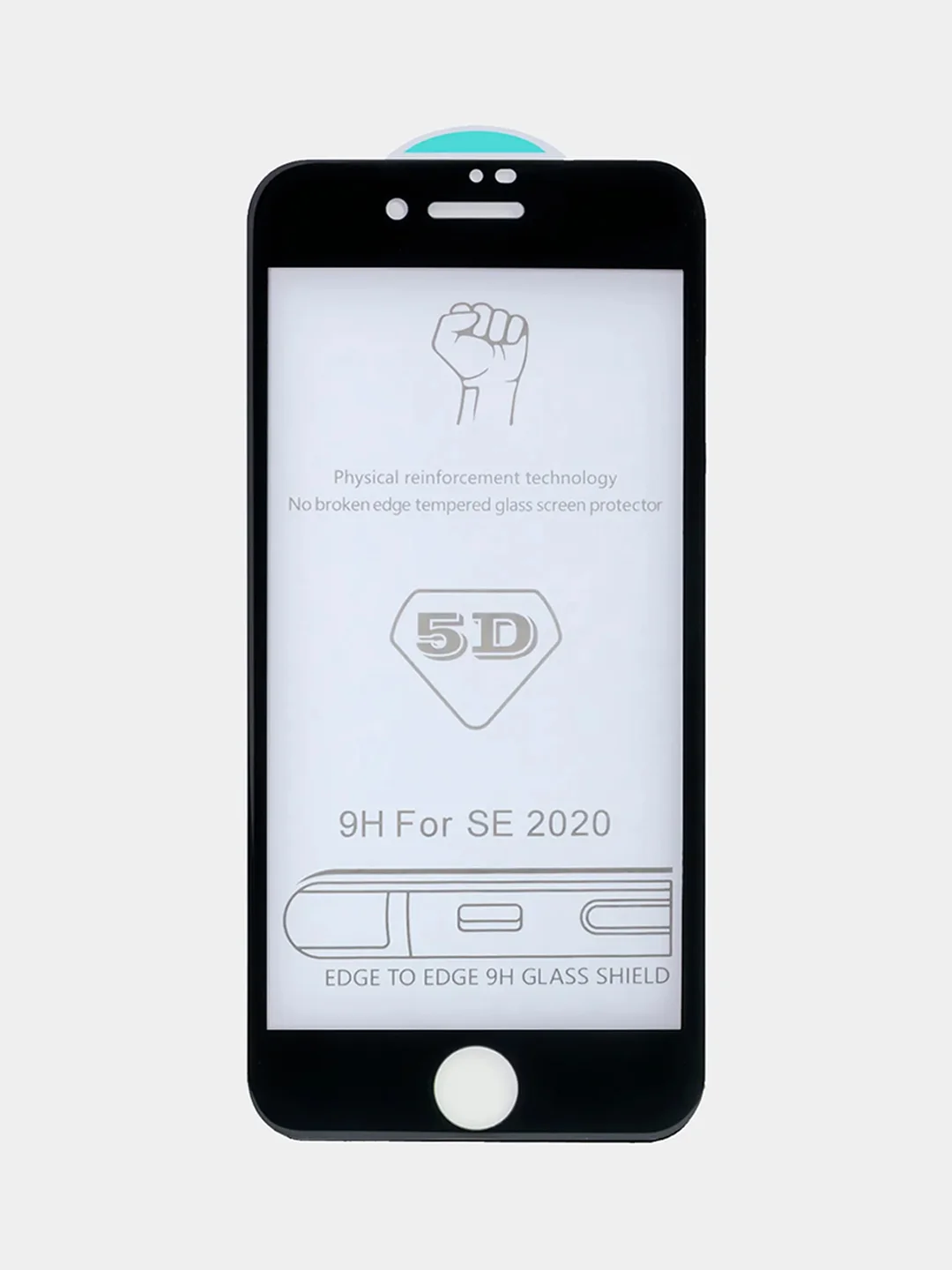 Черный защитное стекло 9D для iPhone SE 2020, полное покрытие