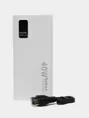 Бежевый power bank 40w, быстрая зарядка, 20000 мАч, type-С