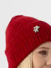 Красный женская вязаная шапка с флисовым подкладом Сирена