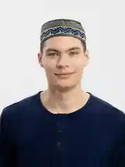 Синий меланж тюбетейка мужская