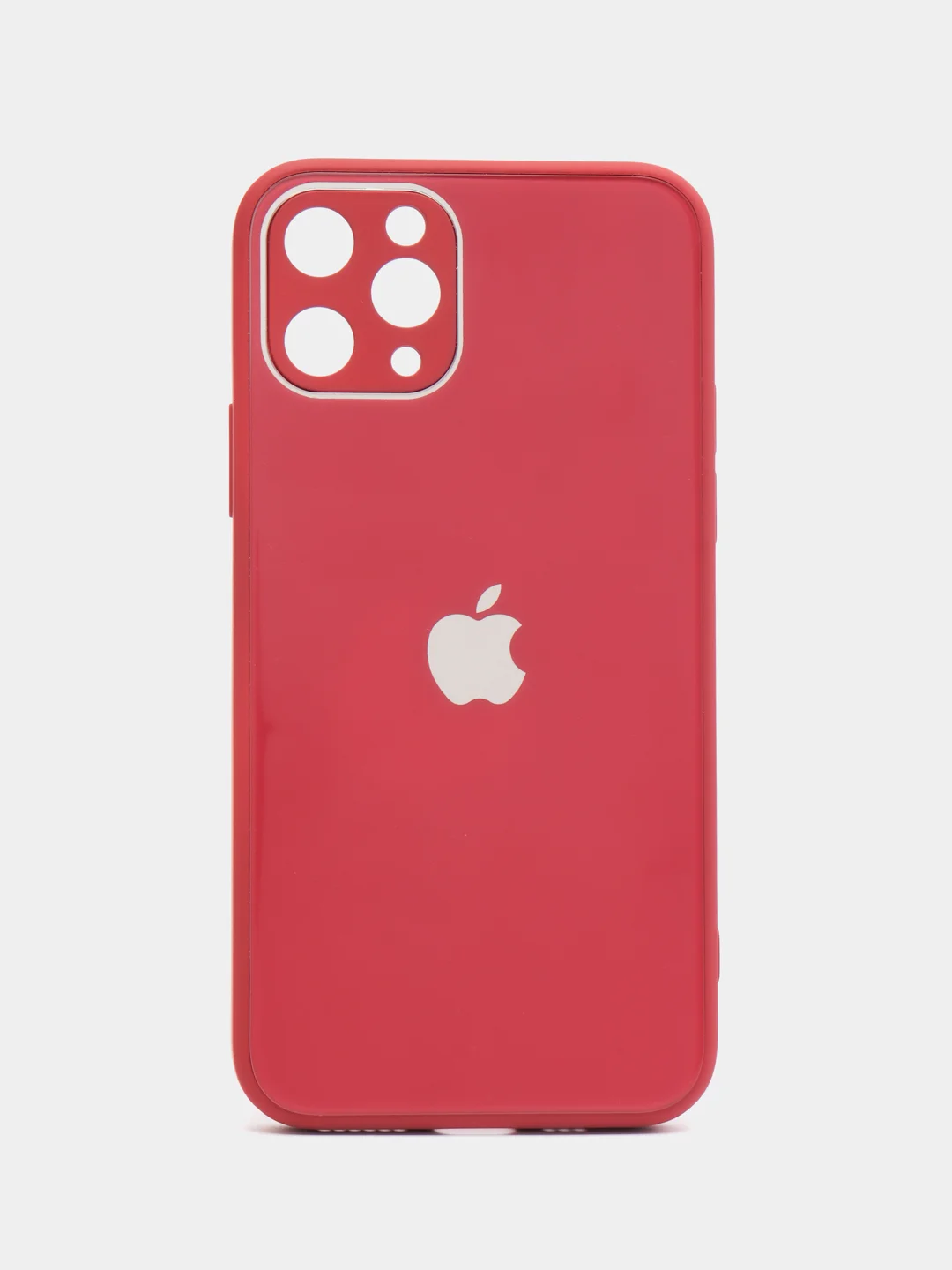 Бордовый чехол для iPhone 11 Pro (Айфон 11 Про), силиконовый, со стеклянной панелью
