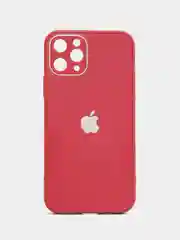 Бордовый чехол для iPhone 11 Pro (Айфон 11 Про), силиконовый, со стеклянной панелью