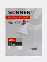 Настольная лампа светильник SONNEN OU-607, на подставке, цоколь Е27, белый/коричневый