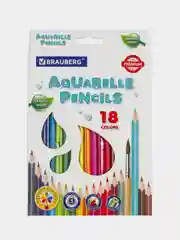 Карандаши цветные акварельные BRAUBERG PREMIUM AQUARELLE, 18 цветов