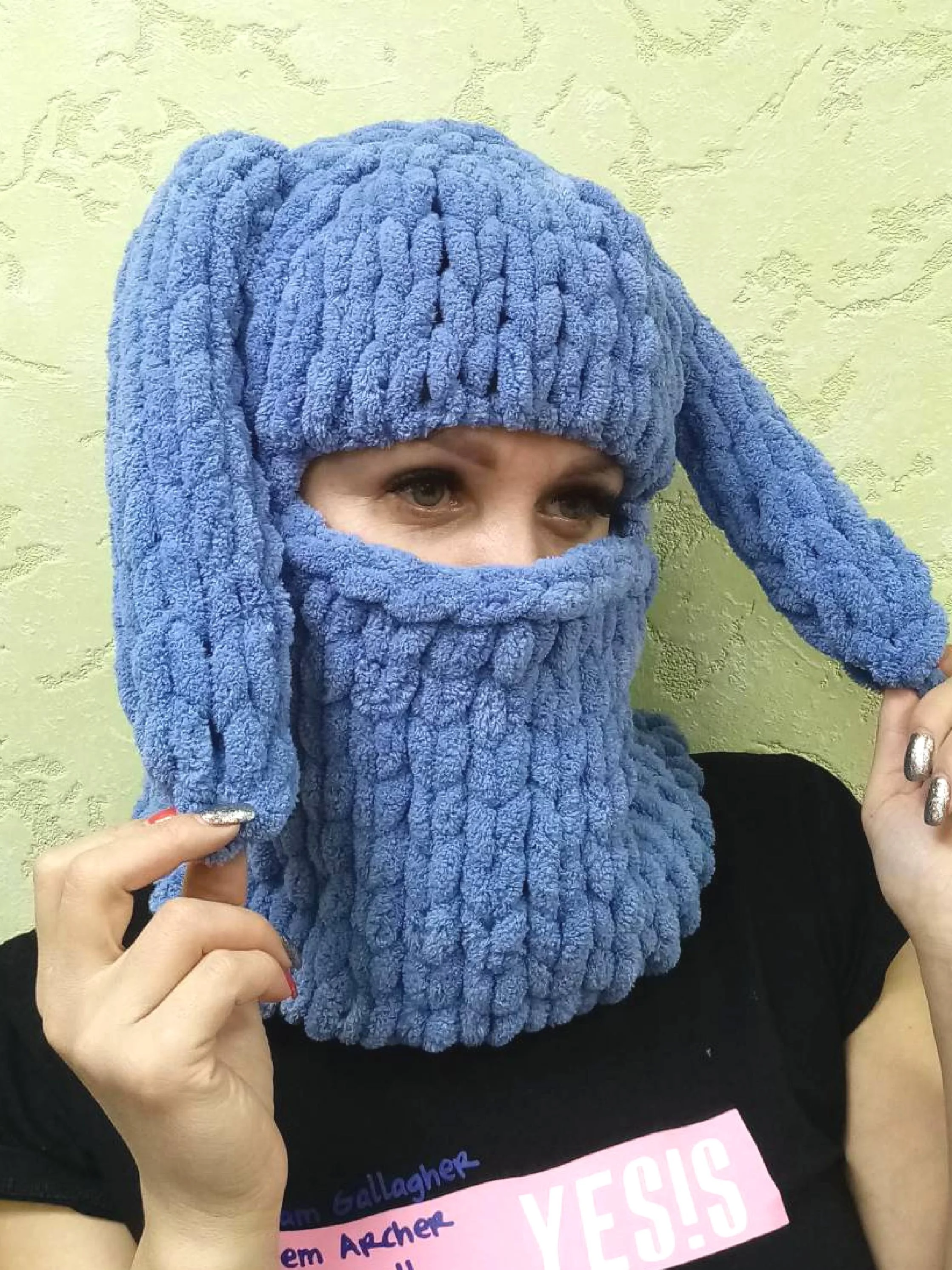 Желтый балаклава вязаная, плюшевая