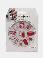 Красный набор накладных ногтей для дизайна