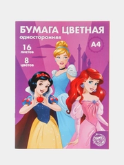 Бумага цветная Disney "Принцессы", 16 листов, 8 цветов, наборы по 1, 4, 7 и 10 штук