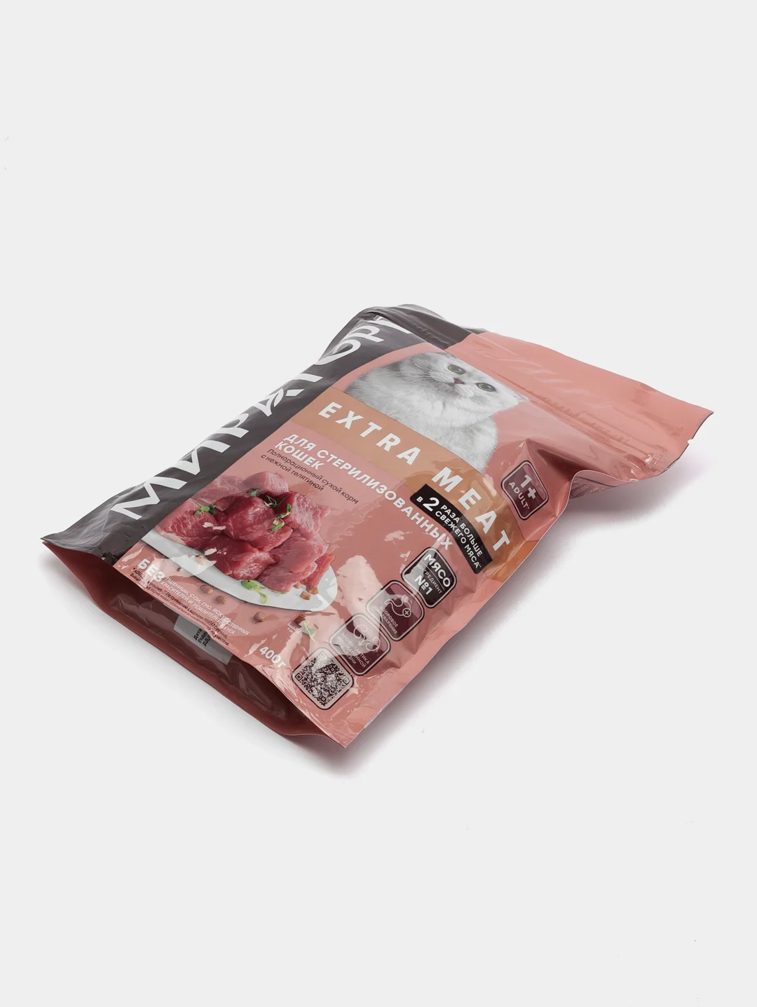 Корм с нежной телятиной, для стерилизованных кошек Winner Extra Meat Мираторг, 400 гр