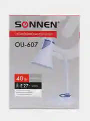 Настольная лампа светильник SONNEN OU-607, на подставке, цоколь Е27, белый/фиолетовый
