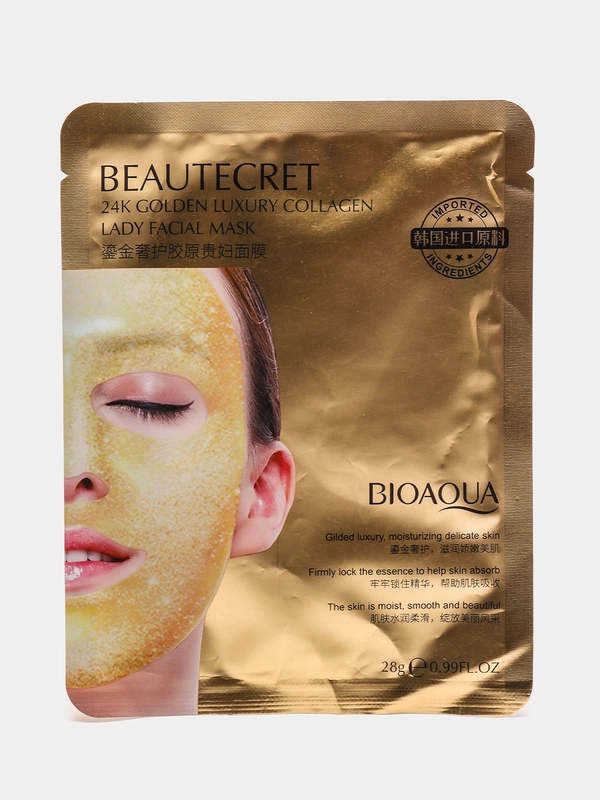 Гидрогелевая маска для лица Beautecret 24k Golden Luxury Collagen Lady Facial Mask