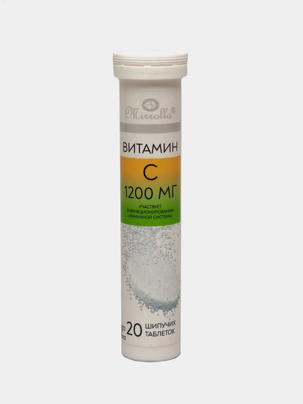 Витамин С Mirrolla, 1200 мг, со вкусом апельсина, 20 шипучих таблеток