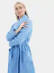 Голубой халат женский махровый, хлопок
