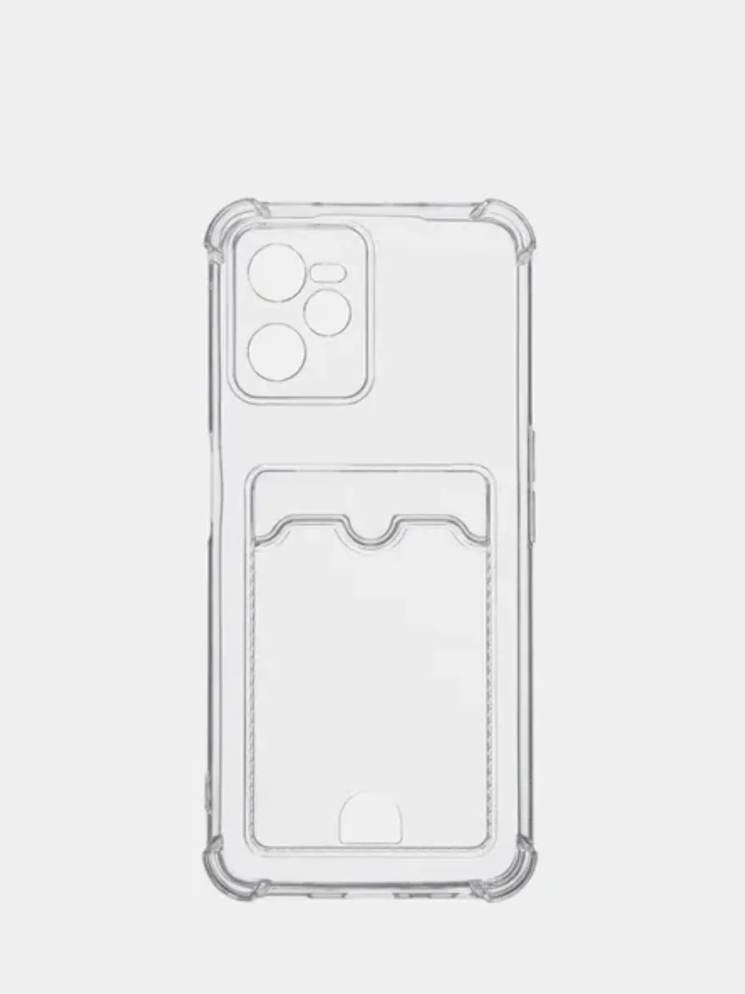 Прозрачный чехол противоударный для Realme C35 / Реалми С35 прозрачный, с карманом для карты