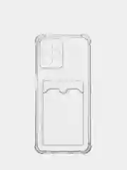 Прозрачный чехол противоударный для Realme C35 / Реалми С35 прозрачный, с карманом для карты