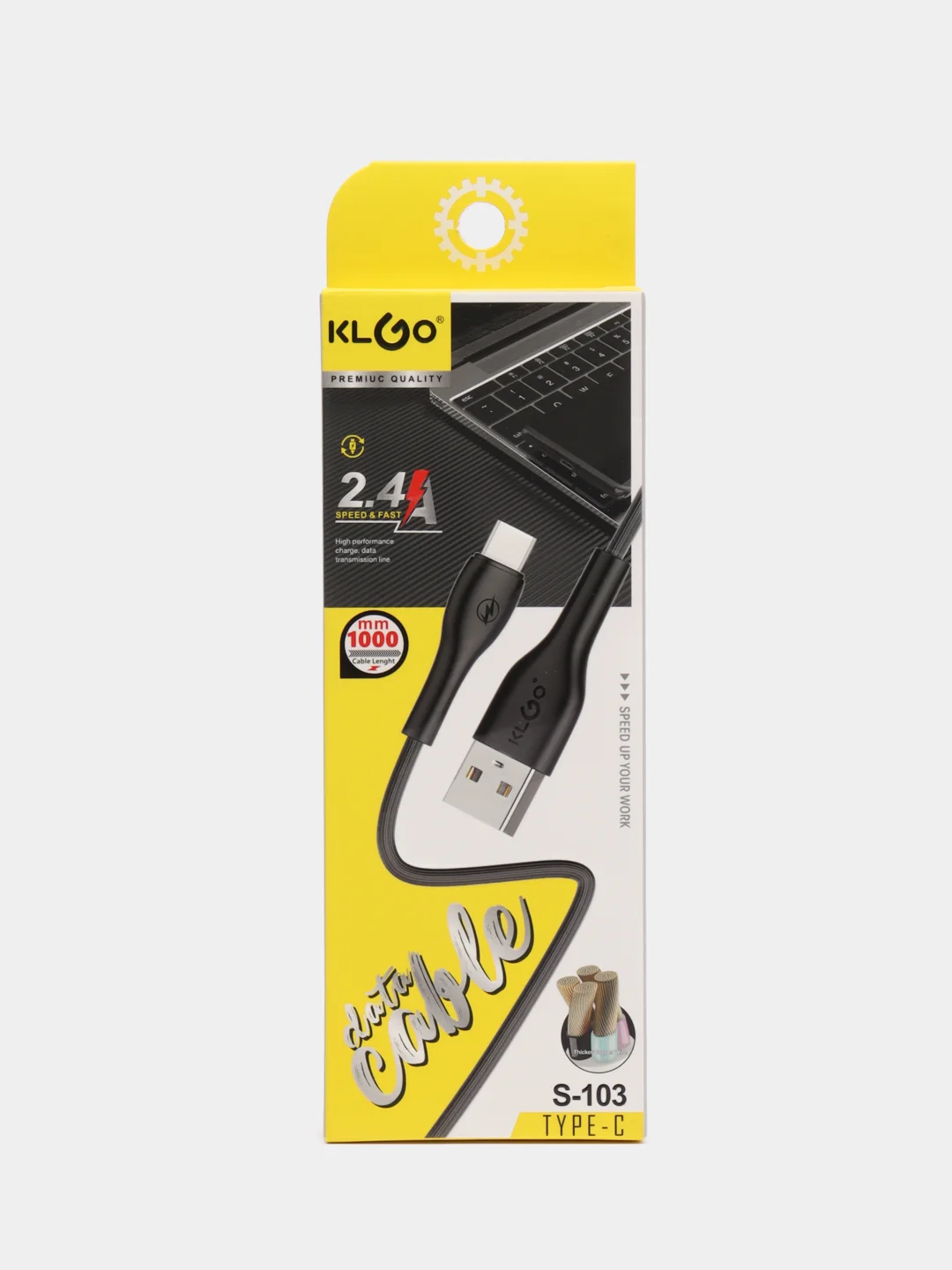 Черный кабель зарядный KLGO, быстрая зарядка, Micro USB, Type-C, 1 м