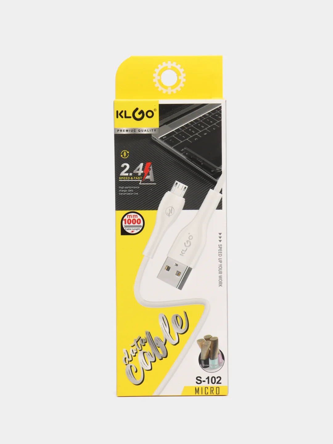 Белый кабель зарядный KLGO, быстрая зарядка, Micro USB, Type-C, 1 м