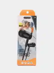 Черный наушники проводные Earphones Bass L29, вакуумные, с микрофоном, длина 1,2 м