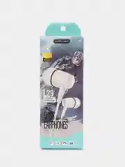 Белый наушники проводные Earphones Bass L29, вакуумные, с микрофоном, длина 1,2 м