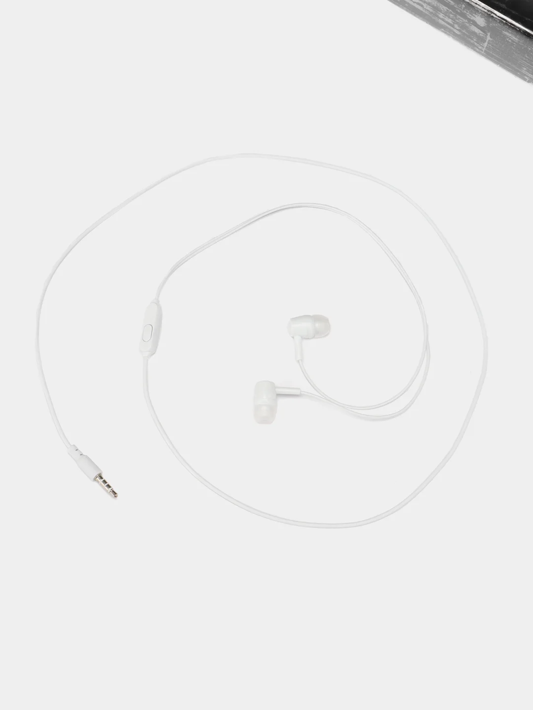Белый наушники проводные Earphones Bass L29, вакуумные, с микрофоном, длина 1,2 м