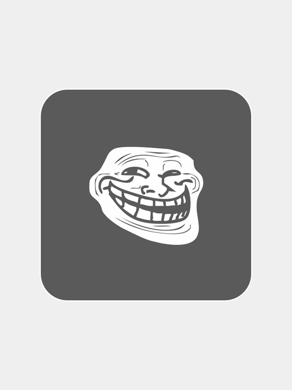 Наклейка стикер "Мем-Trolface" (Троллфейс лицо на авто, ноутбук, блокнот, чемодан, стекло)