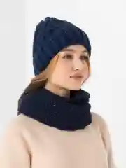 Синий комплект шапка+ снуд на флисе Эмилия