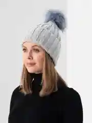 Серый шапка с помпоном Мальта, для девочек