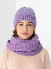 Сиреневый комплект шапка+ снуд на флисе Эмилия