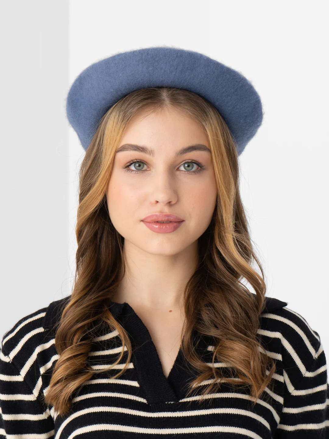 Синий меланж берет